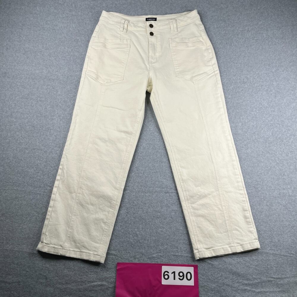 Flamingals Jeans Womens Large White Casual Stretch Pockets